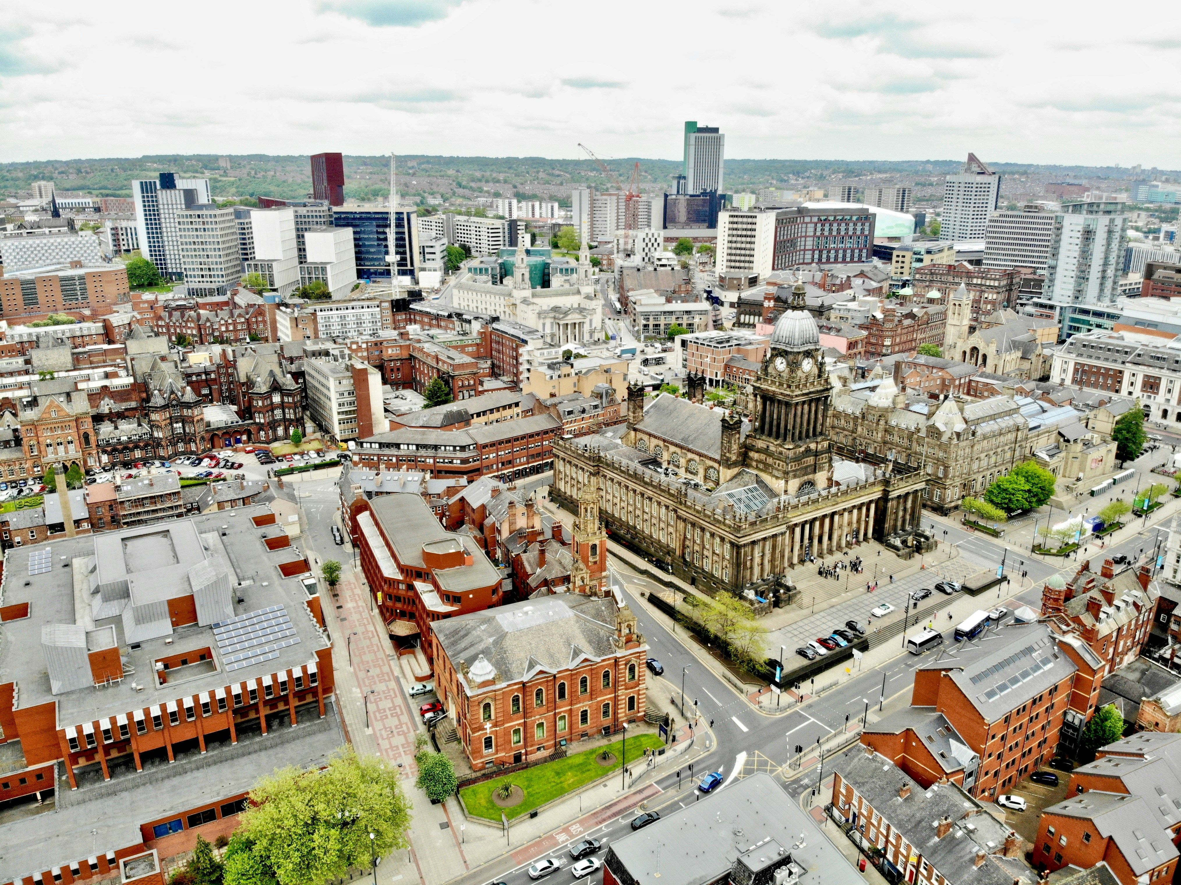 Leeds city skyline showing the South Bank regeneration zone and financial district, a key area for property investment in Yorkshire